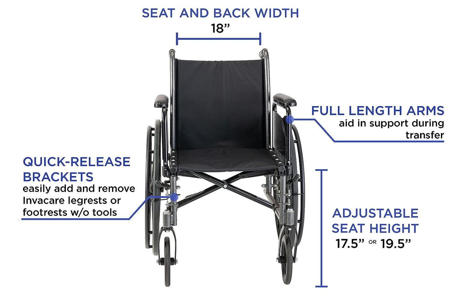 Invacare Tracer SX5 Wheelchair for Adults | Everyday Folding | 18" and 20" Seat | Full-Arms | No Footrests