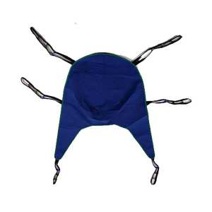 Invacare's Reliant divided leg sling is made of polyester fabric. Available in medium and large. For use with Invacare patient lifts only. The image is against a white background.